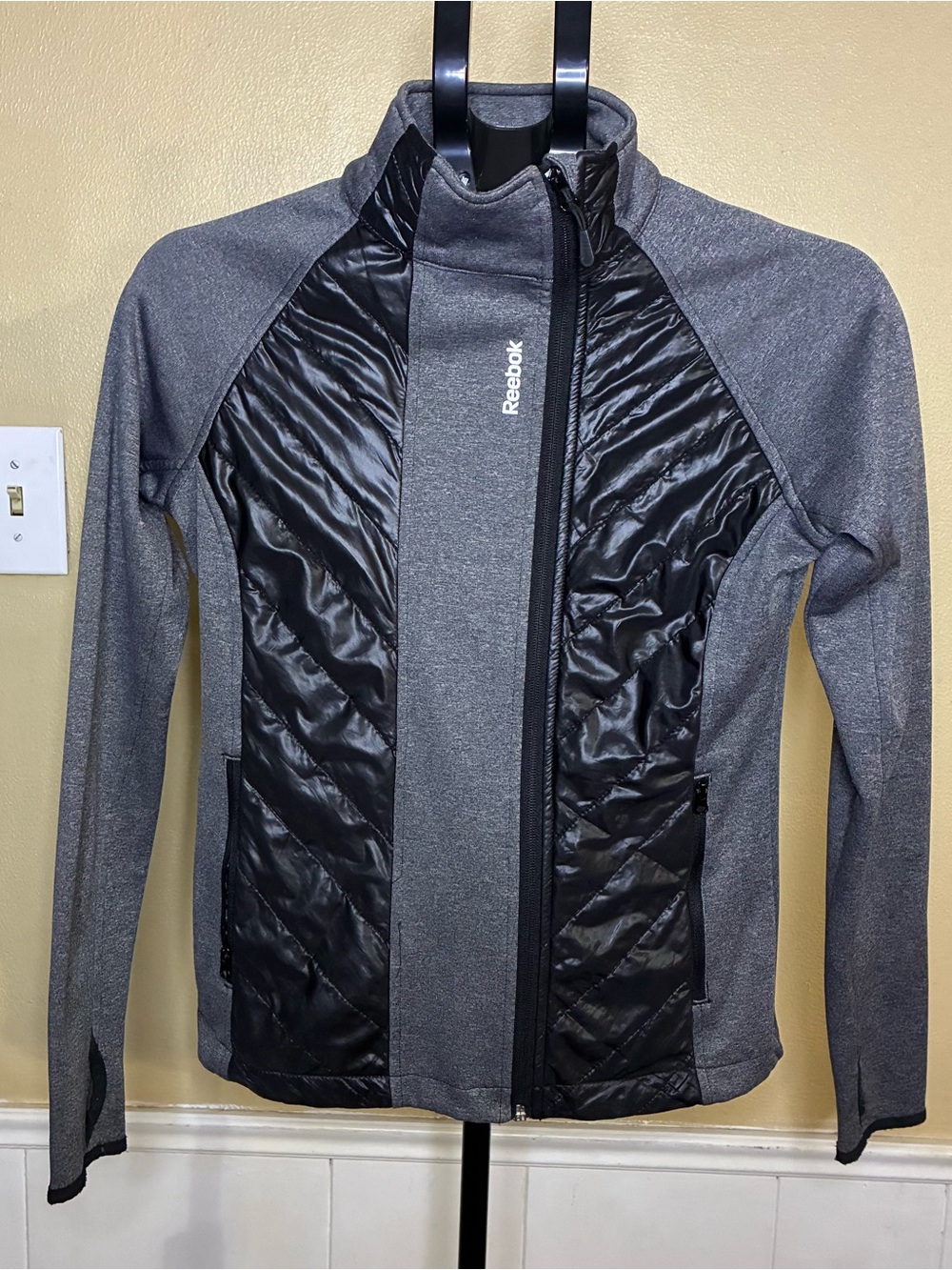 Reebok Gray and Black Hybrid Utility Jacket
